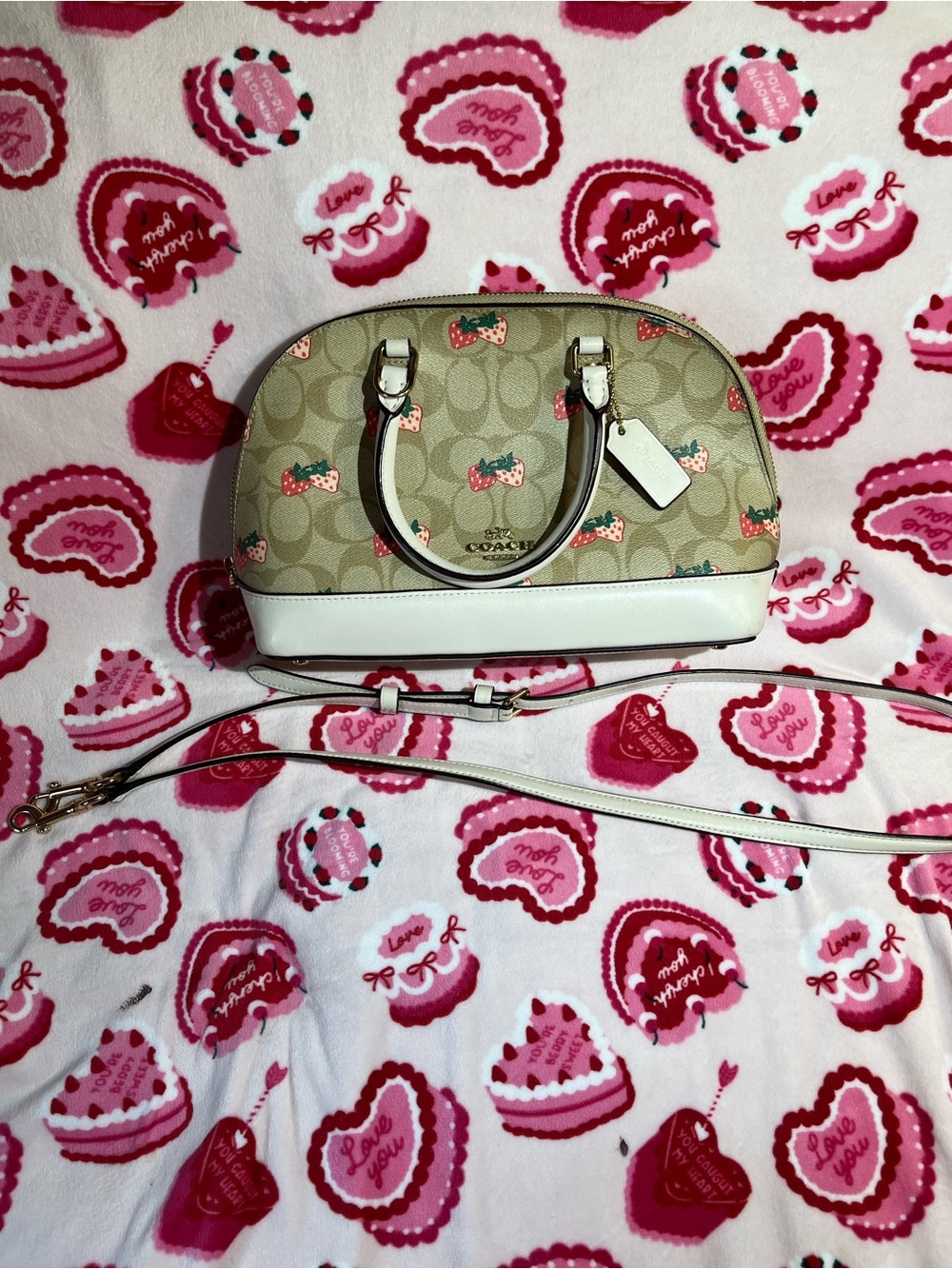 Coach sierra satchel with strawberry print